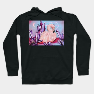 Flamingo with crystals pink and purple Hoodie